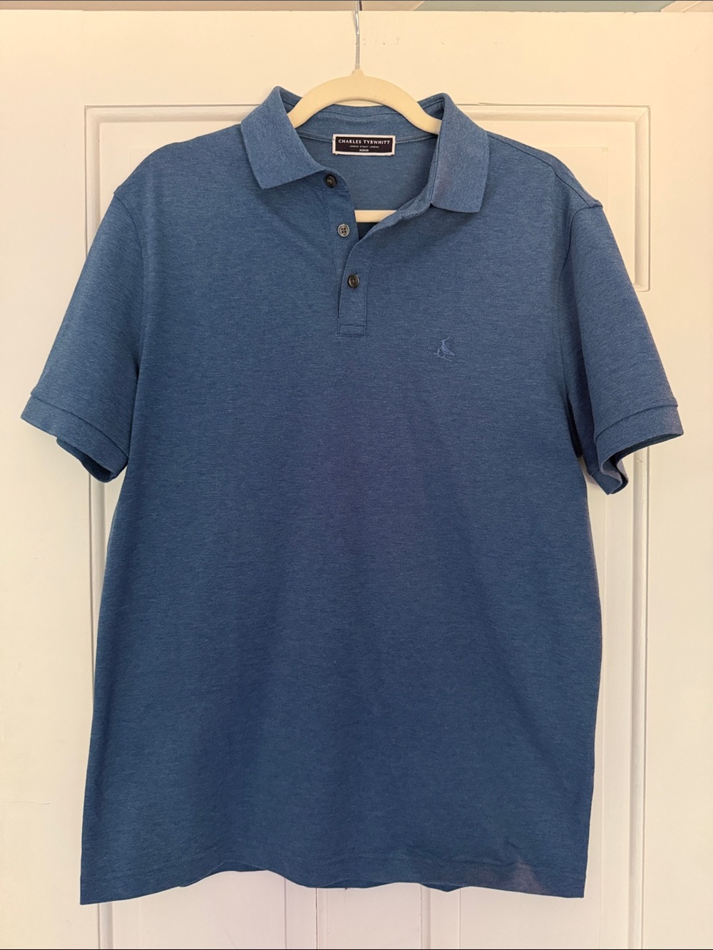 Charles Tyrwhitt Blue Short-Sleeve Polo, size M